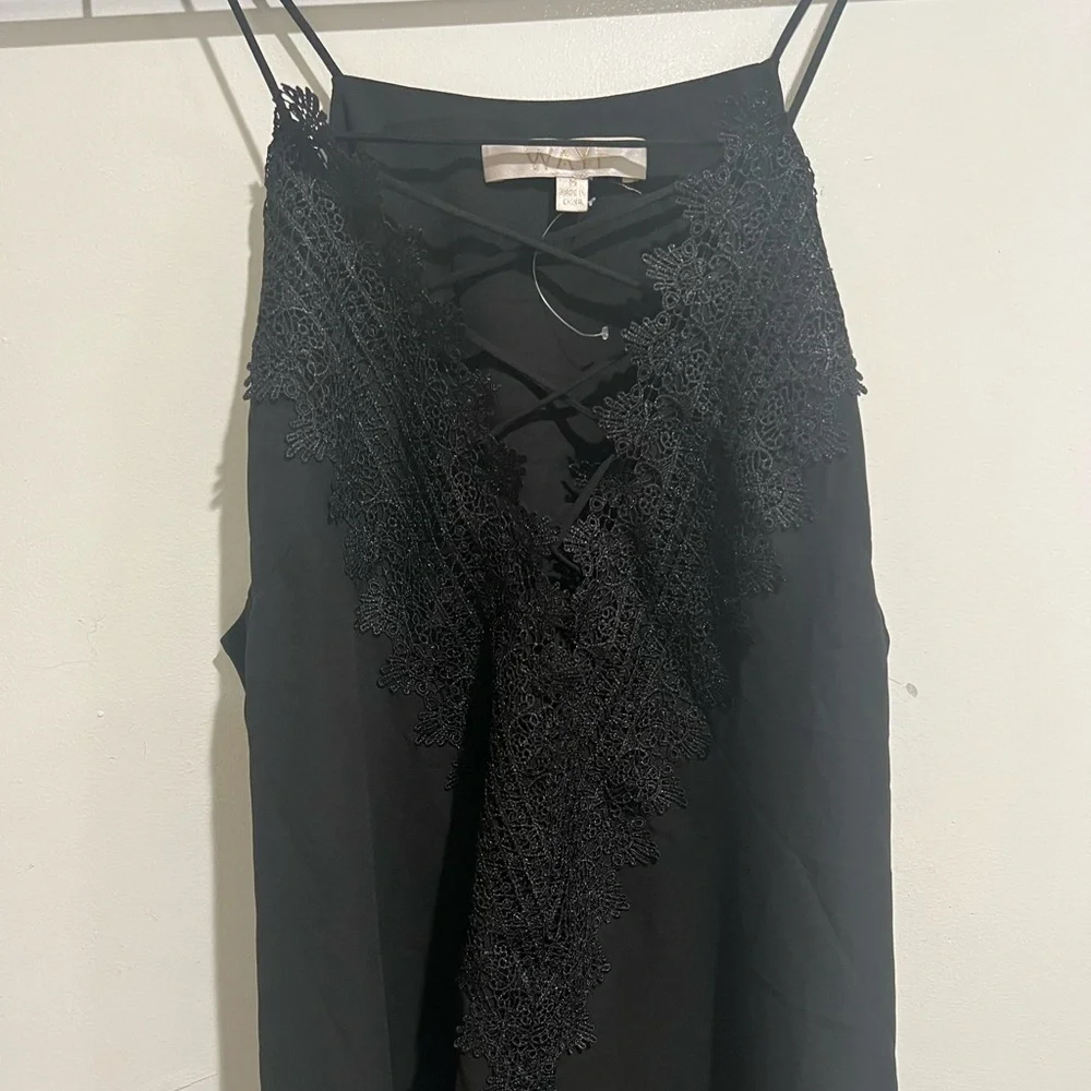 Black criss cross lace slip dress, medium - Picture 6 of 8